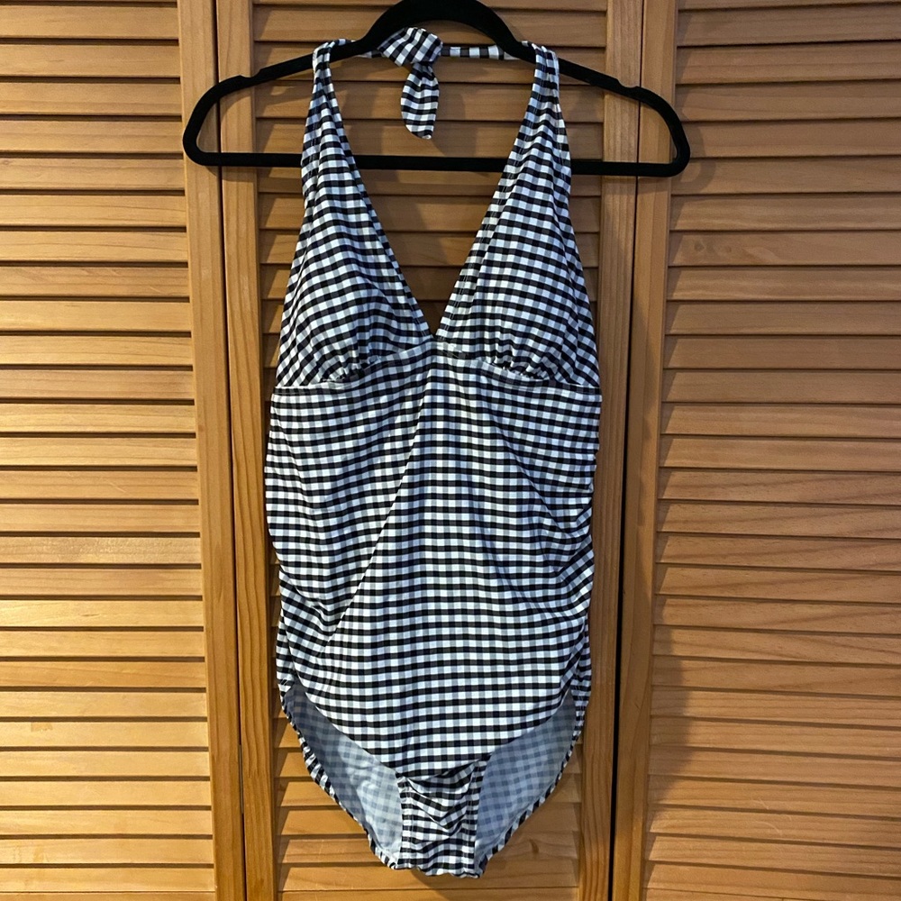 Checkered One Piece Bathing Suit